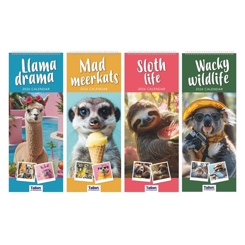 Super Slim Calendar: Llama, Meerkats, Sloth & Wacky Wildlife