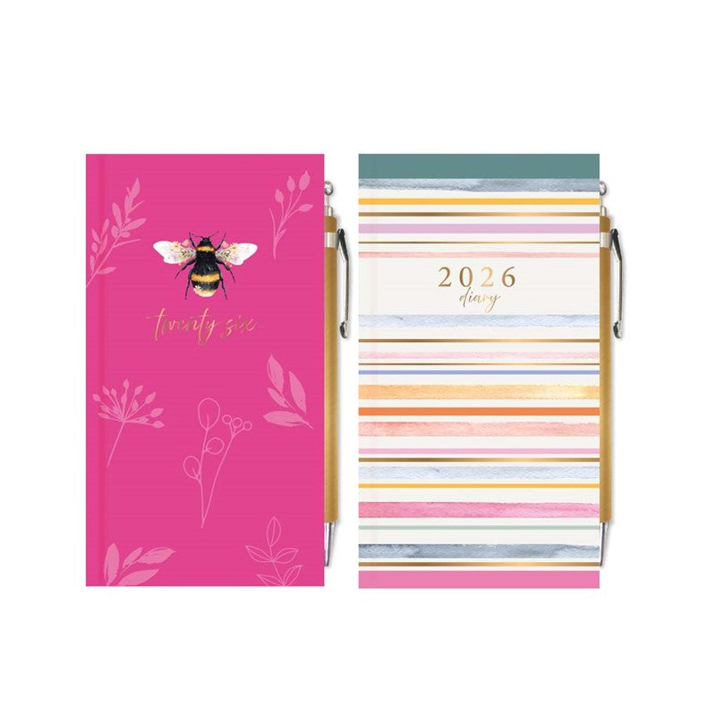 WTV Slim Diary & Pen Stripe/Bee