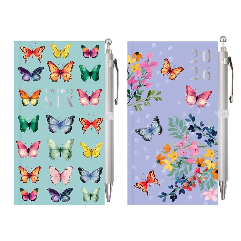 WTV Slim Diary & Pen Butterfly/Floral