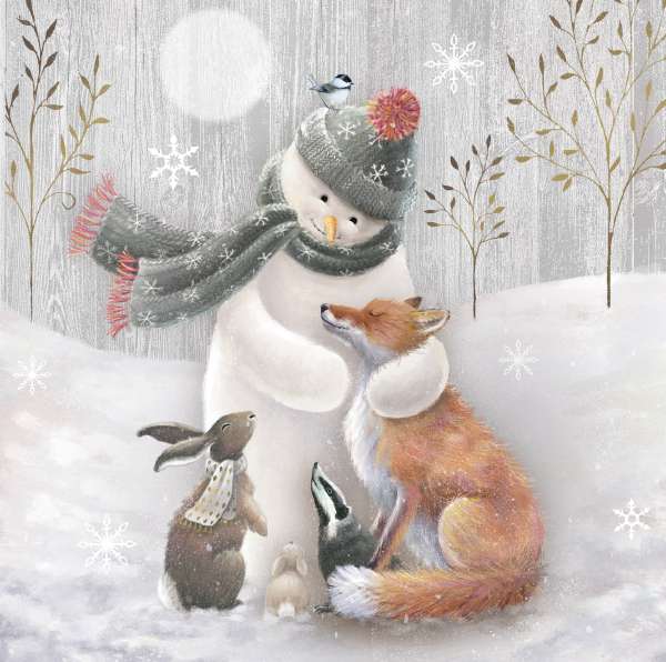 12 Premium Noel Tatt Cards - Snowman & Friends