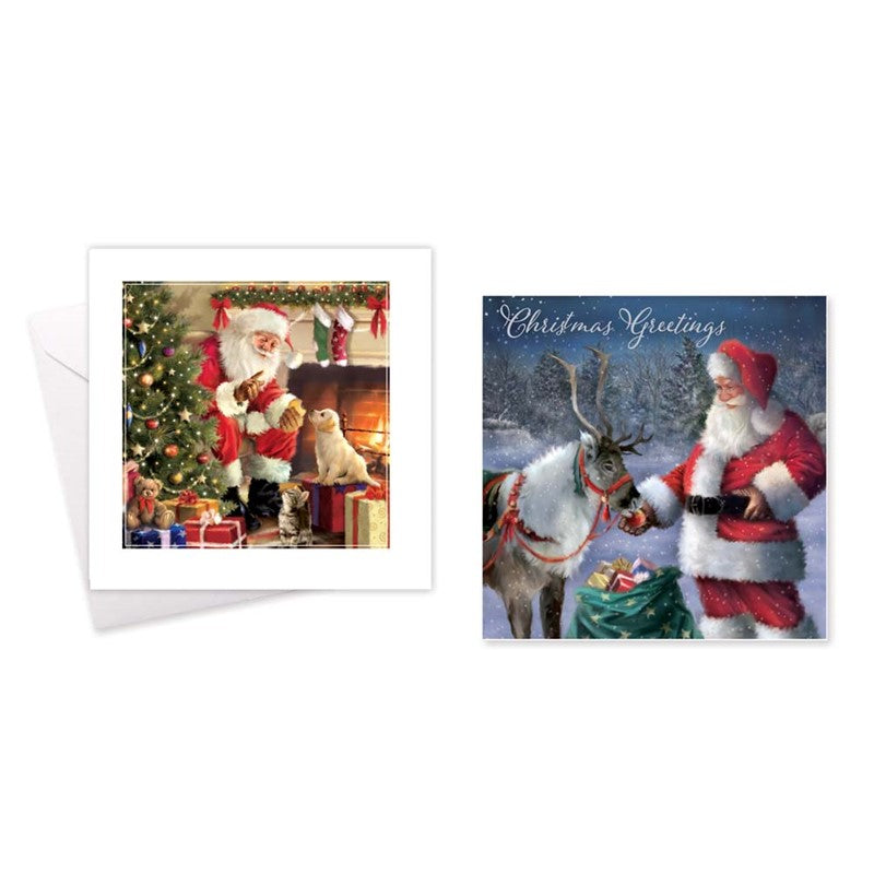 10 Square Cards - Traditional Santa