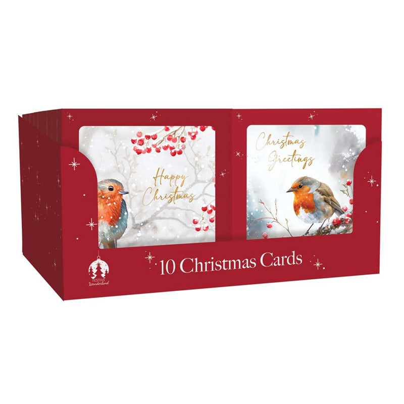 10 Square Cards - Robin