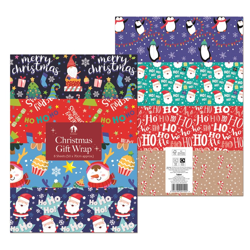 8 Sheet Xmas Flat Wrap