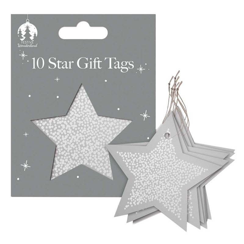10 Silver Star Tags