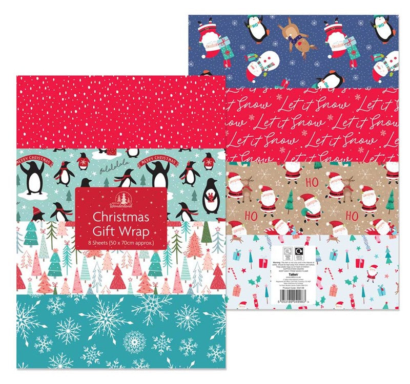 8 Fun Sheets Of Christmas Gift Wrap