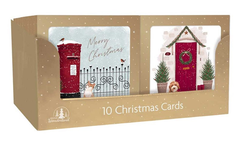 10 Square Cards - Post Box & Door