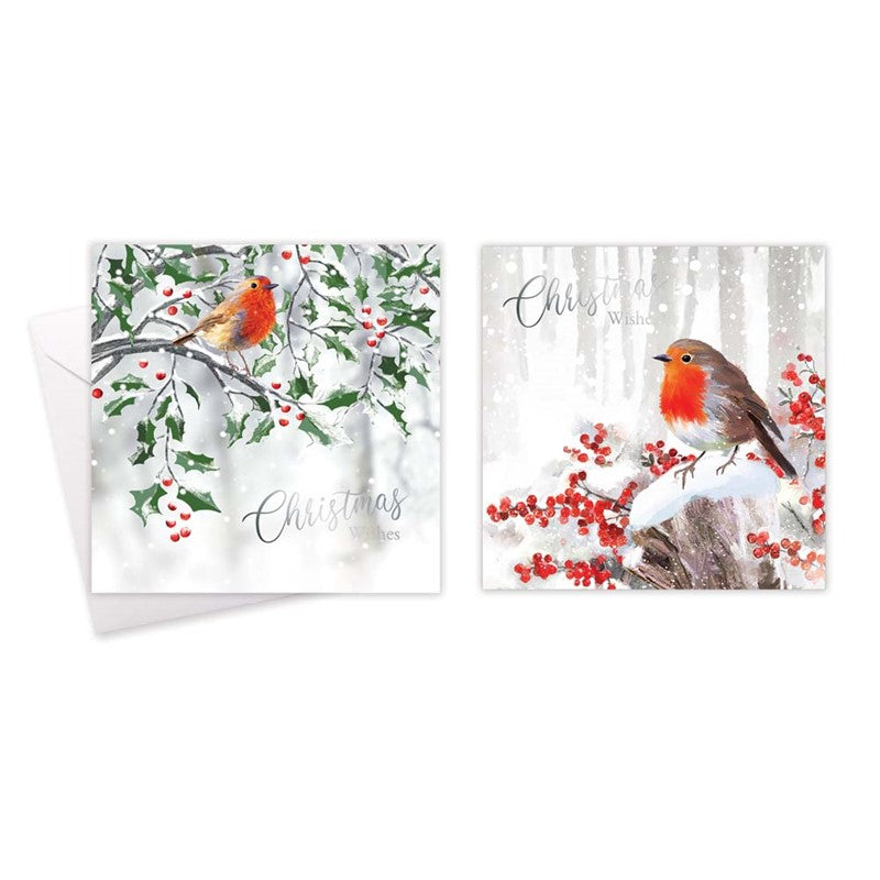 10 Square Cards - Robin