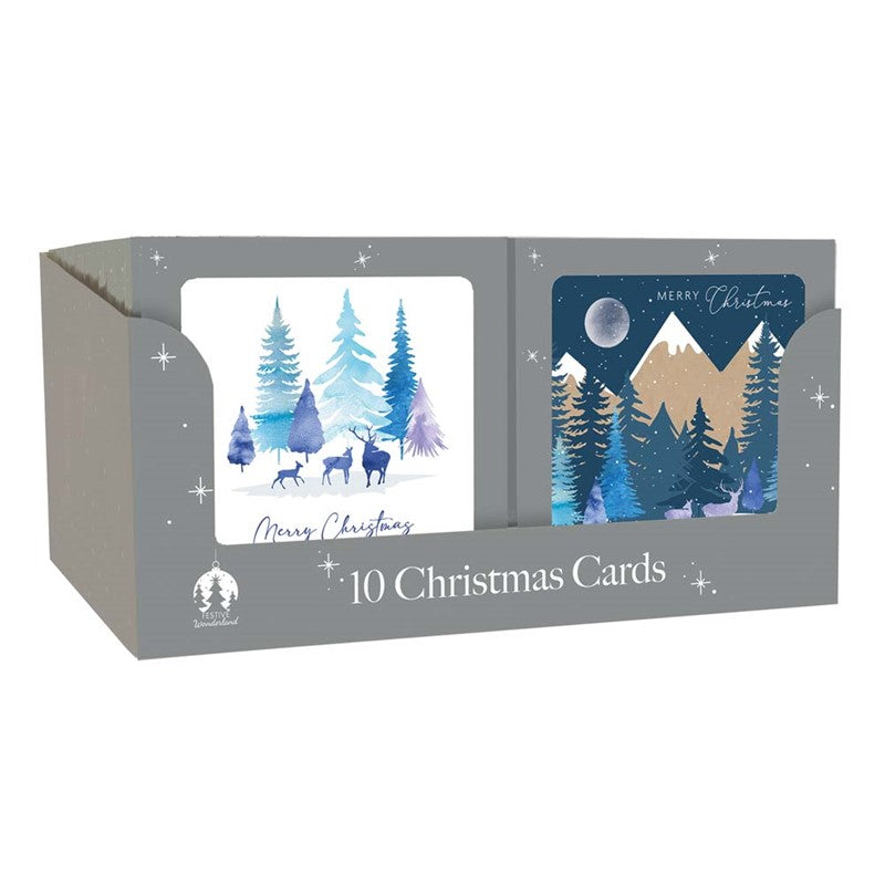 10 Square Cards - Midnight Forest Kraft
