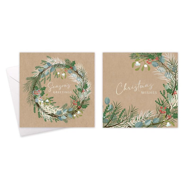 10 Square Cards - Foliage Kraft Effect