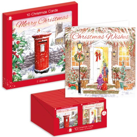 10 Square Cards - Post Box & Door