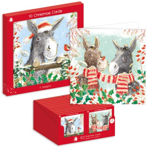 10 Square Cards - Donkeys