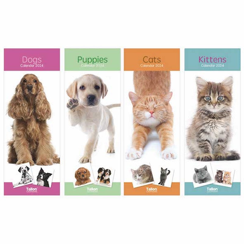 2024 Dogs, Cats, Puppies & Kittens Super-Slim Calendar