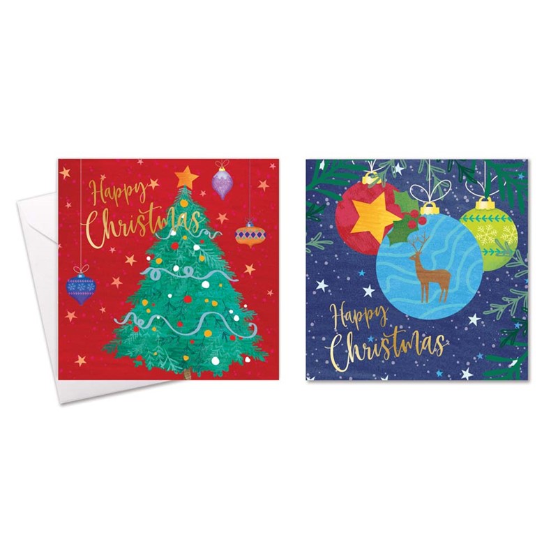 10 Square Cards - Tree/Bauble