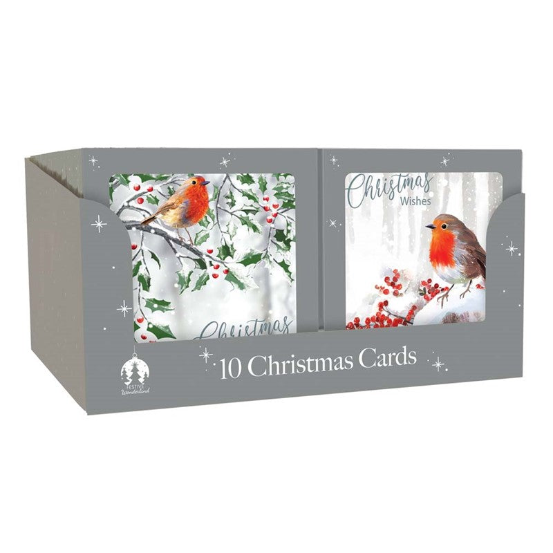 10 Square Cards - Robin