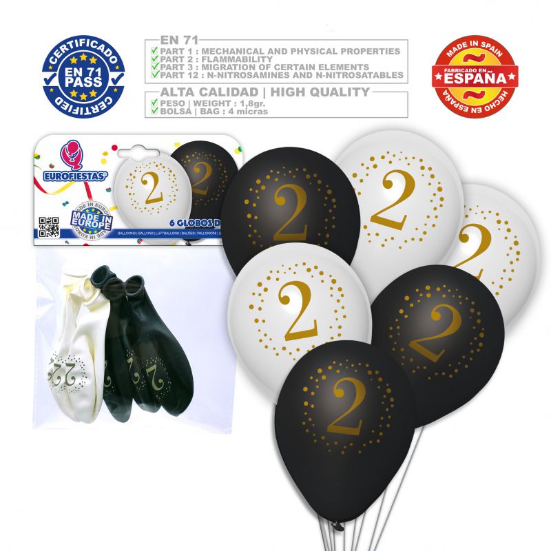 x6 "2" Latex Balloons