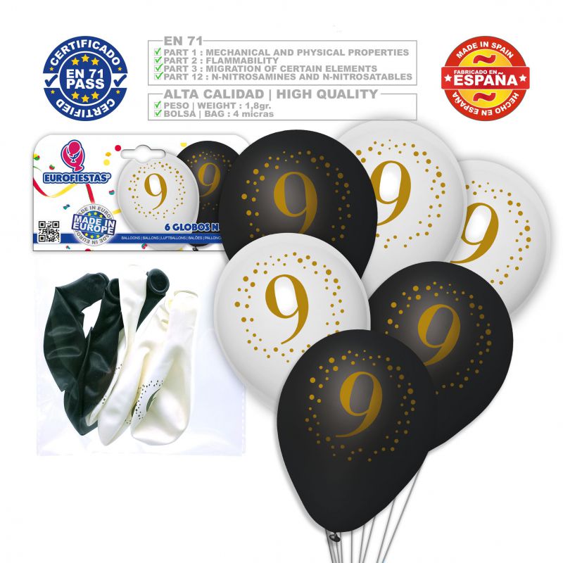 x6 "9" Latex Balloons