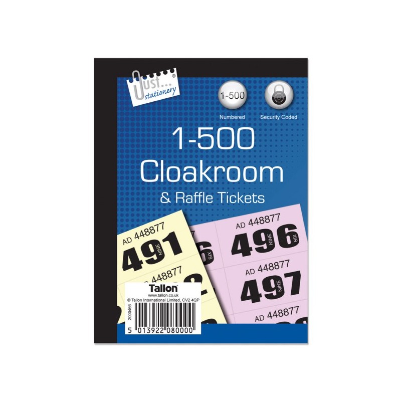 1-500 Cloakroom & Raffle Tickets
