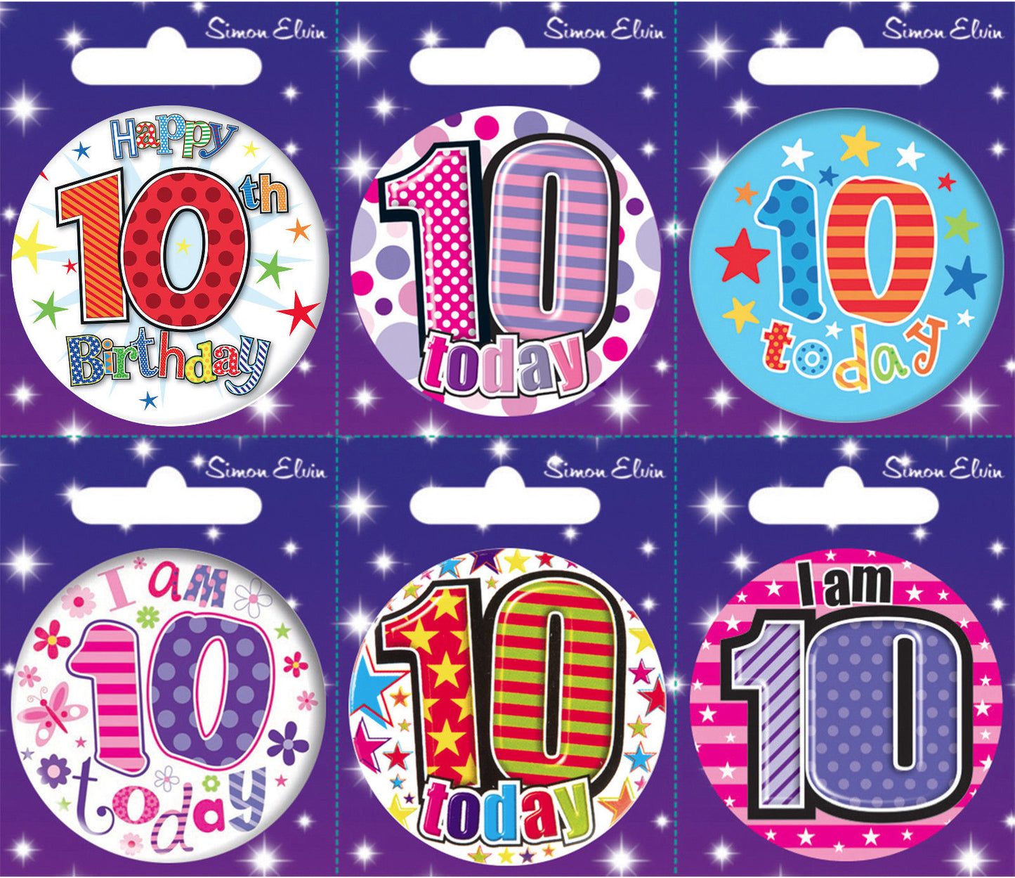 Age 10 Small Badges x6