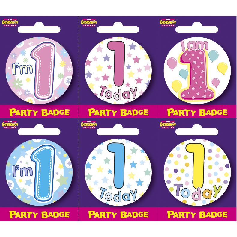 Insignias pequeñas de 1 año de edad x6
