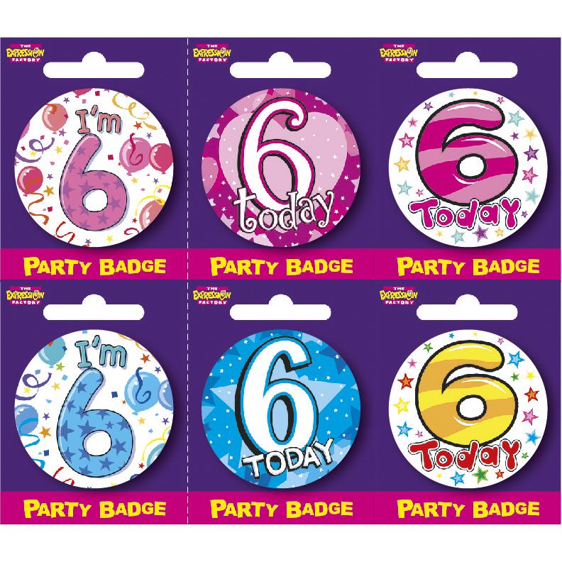 Insignias pequeñas de 6 años x6