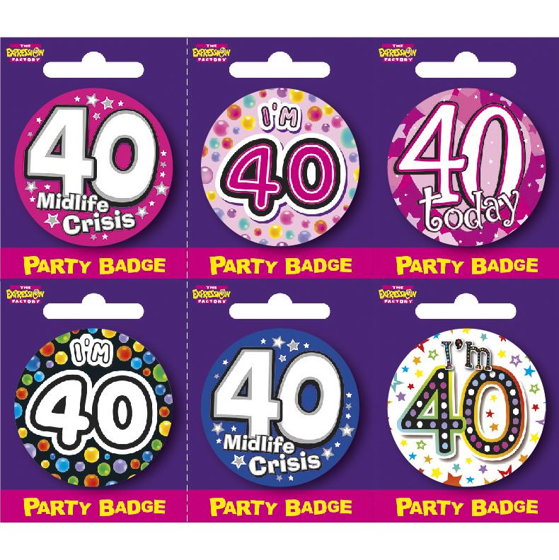 Age 40 Small Badges x6