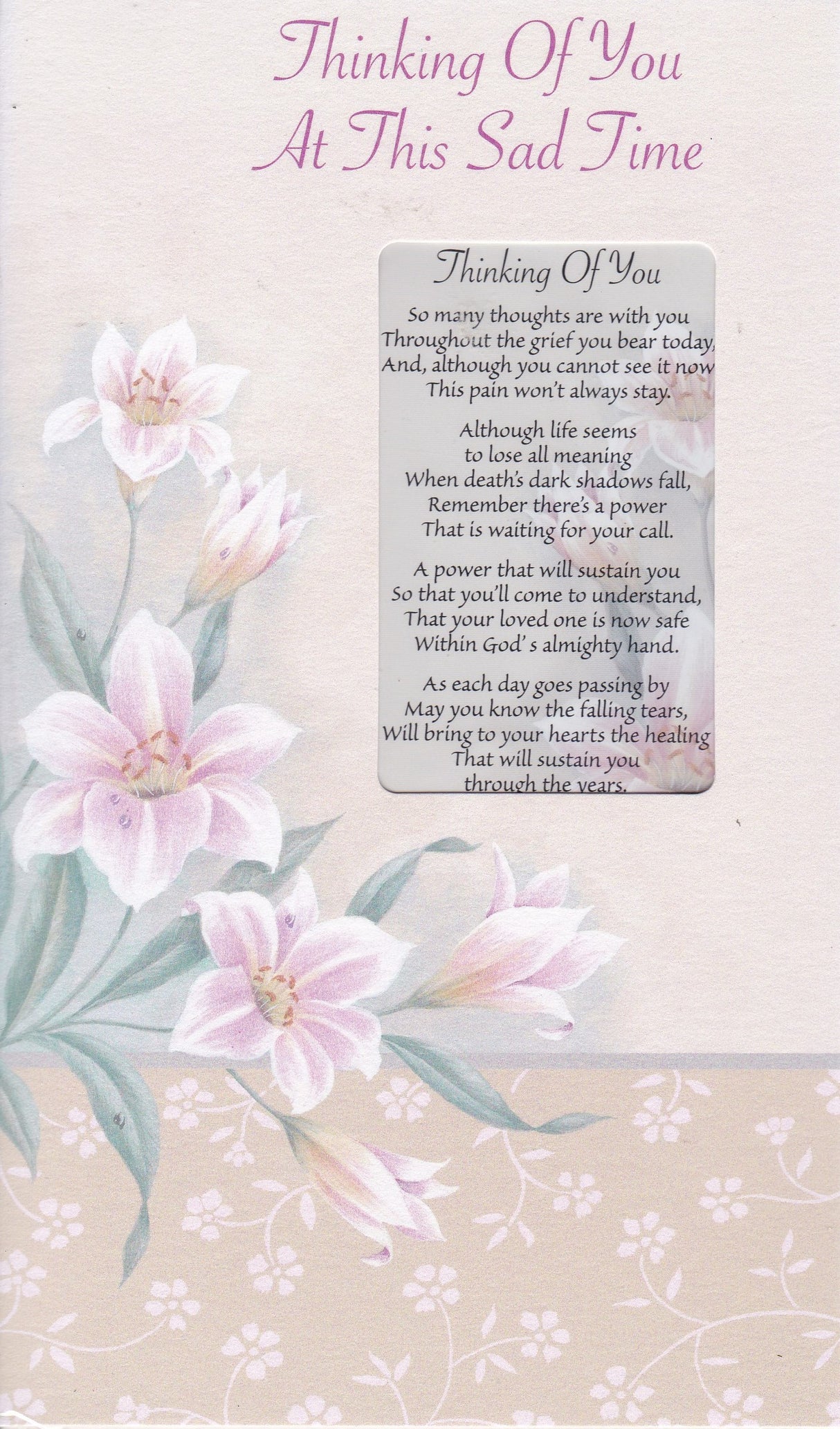 Thinking of you at this Sad Time Keepsake Card