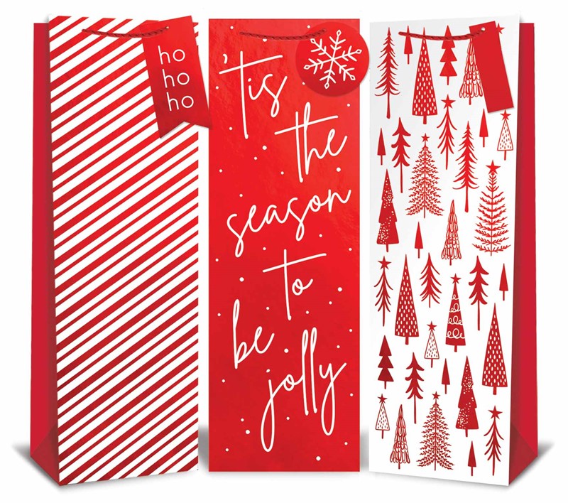 Christmas Red Foil Bottle Bag