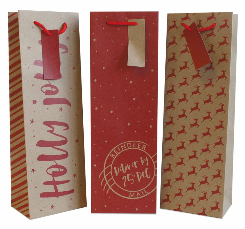 Christmas Kraft Bottle Bag