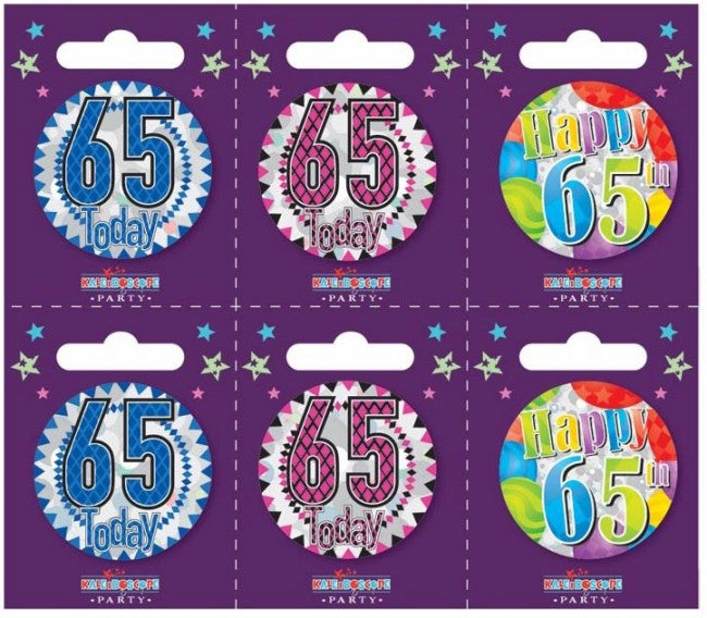 Age 65 Small Badges x6