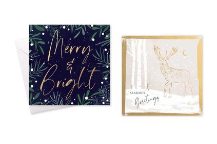 10 Square Cards - Merry Bright / Deer