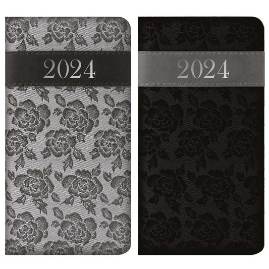 2024 Two Tone Rose Fabric Slim Diary