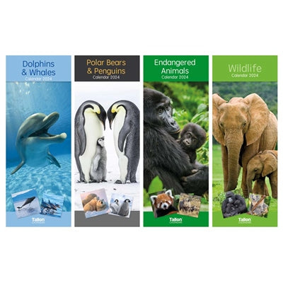 2024 Dolphins, Whales, Animals & Wildlife Super-Slim Calendar