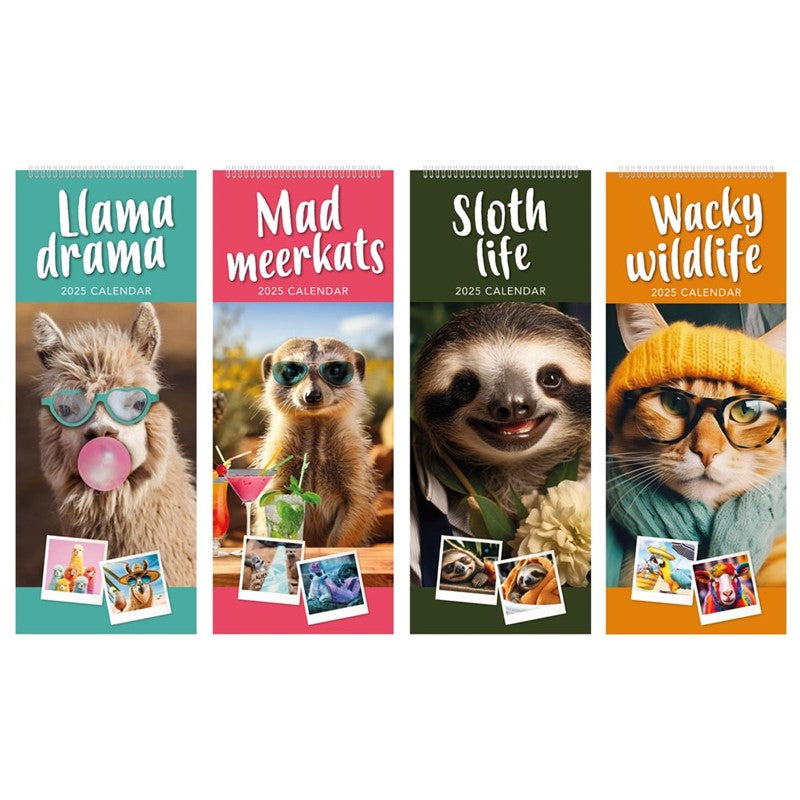 Super Slim Llama, Meerkat, Sloth, Wacky Wildlife Calendar