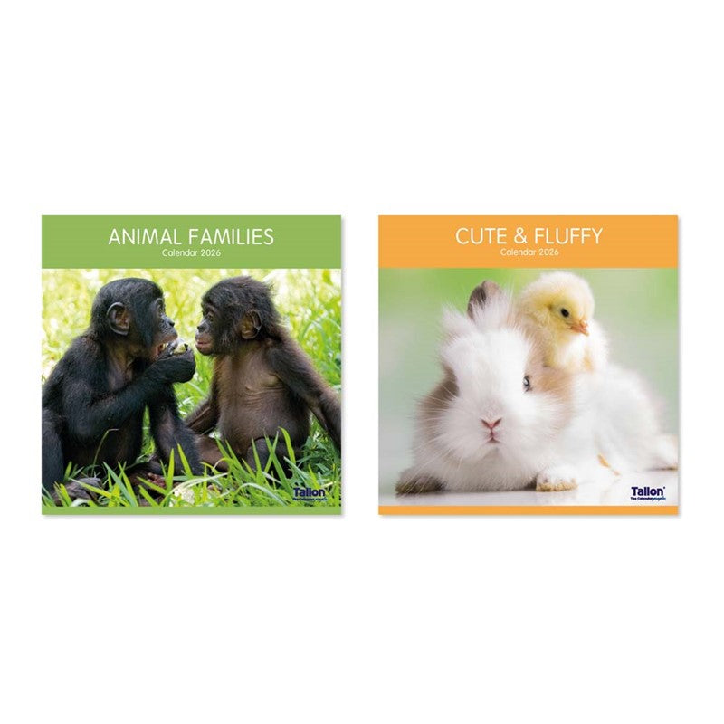 Square Calendar: Animal Families, Cute & Fluffy