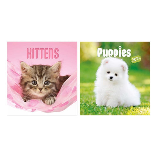 2024 Kittens & Puppies Square Calendar
