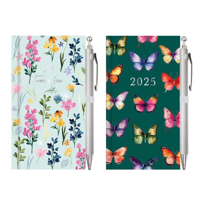 Butterfly & Floral Slim Diary & Pen