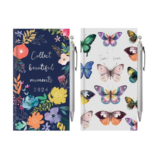 2024 Butterfly Floral Slim Diary & Pen