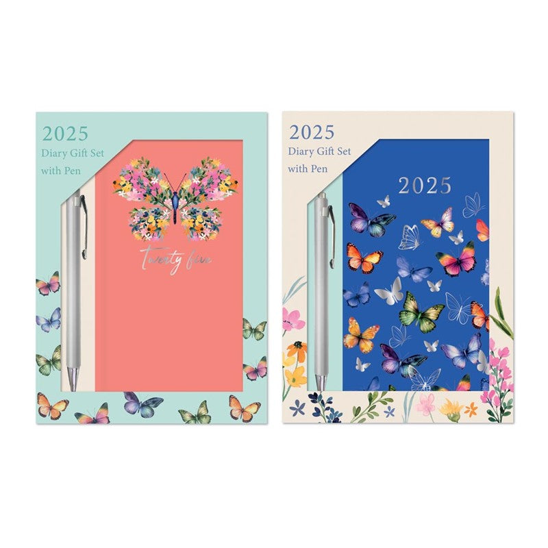 Gift Set: Butterfly Slim Diary & Pen