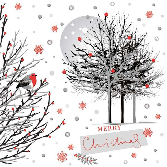 8 Luxury Noel Tatt Cards - Snowy Trees