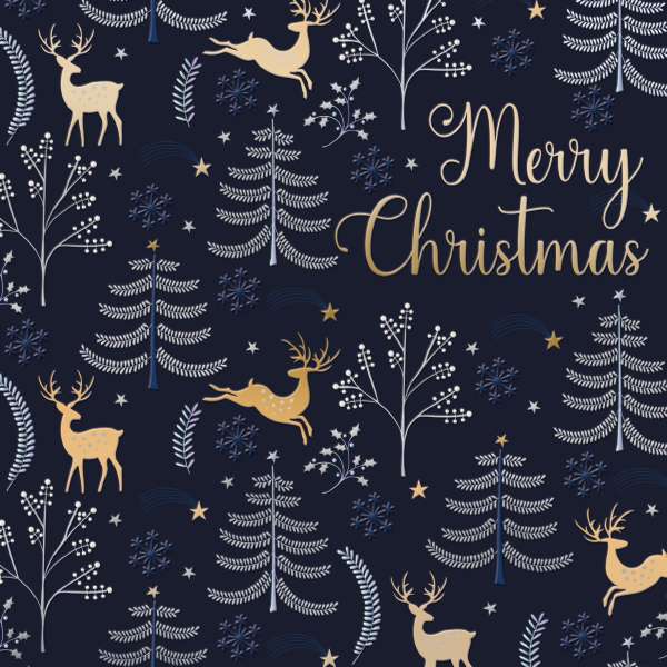 8 tarjetas de lujo Noel Tatt - Árboles y renos