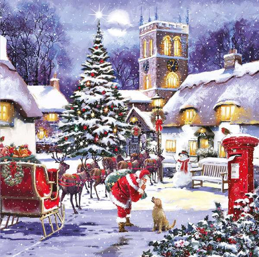 12 Premium Noel Tatt Cards - Santa & Dog