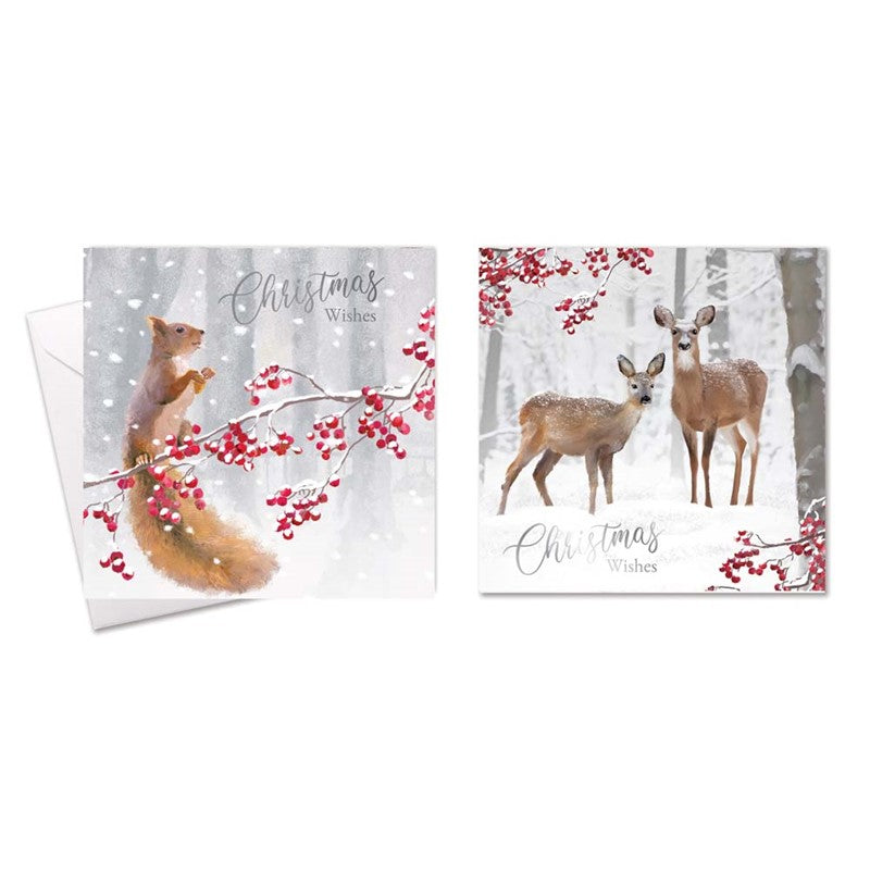 10 Square Cards - Deer/Squirrel