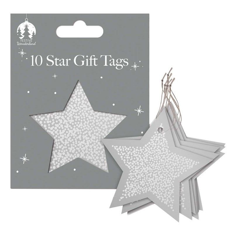 10 Silver Star Gift Tags