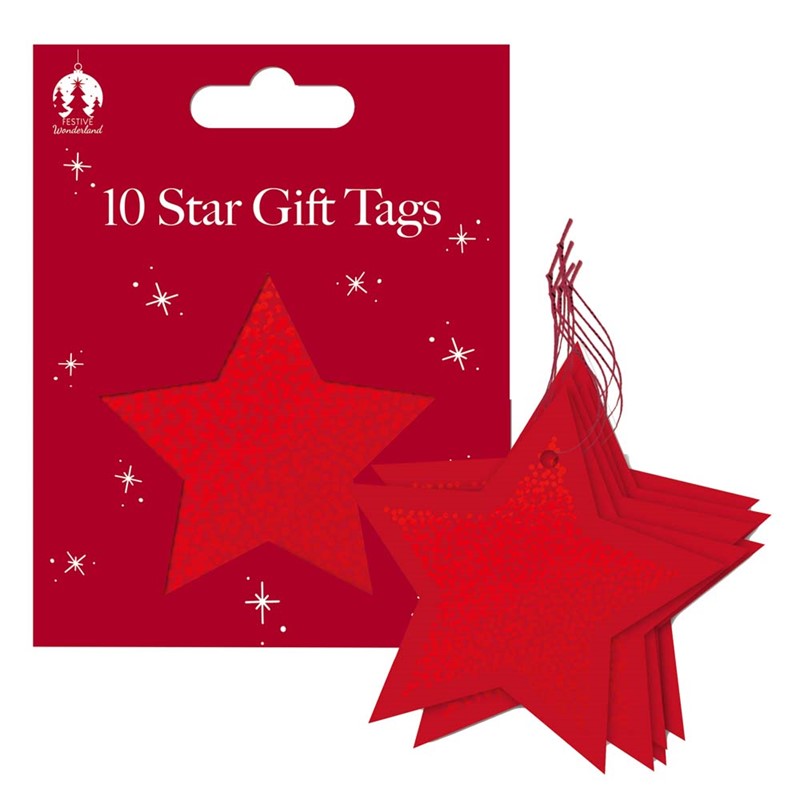 10 Red Star Gift Tags