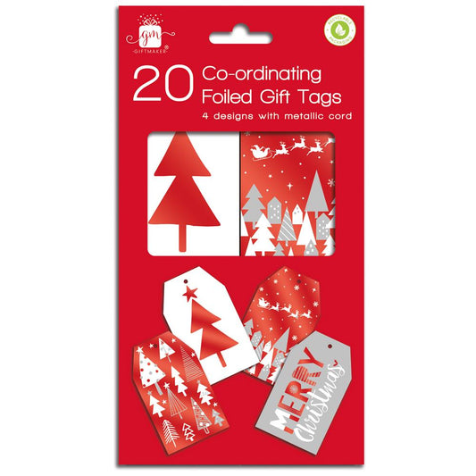 20 Co-ordinating Red & White Tags
