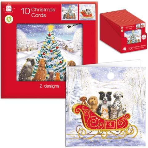 10 Square Cards - Kitten & Puppy