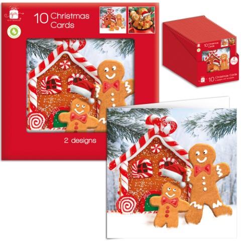 10 Square Cards - Gingerbread House & Men