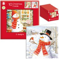 10 Square Cards - Family Snowman