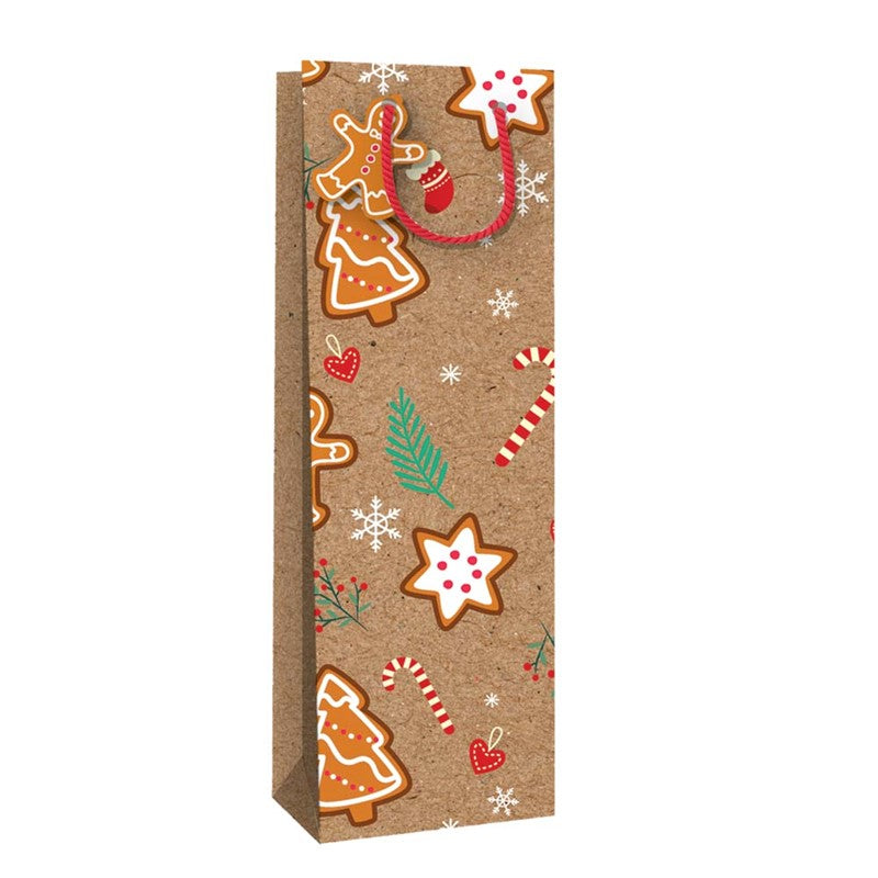 Christmas Gingerbread Print Bottle Bag