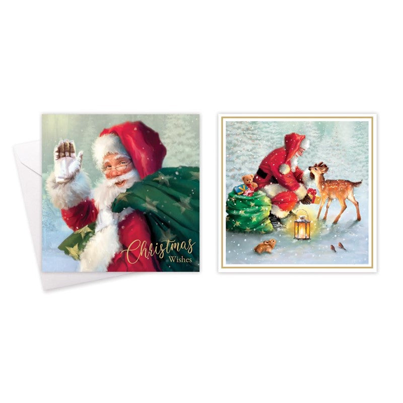 10 Square Cards - Traditional Santa